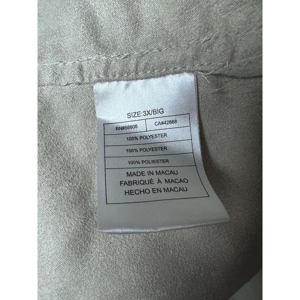 George Foreman Men's Long Sleeve Button Up Beige Suede Pocket Shirt Size 3X/Big - Picture 3 of 9